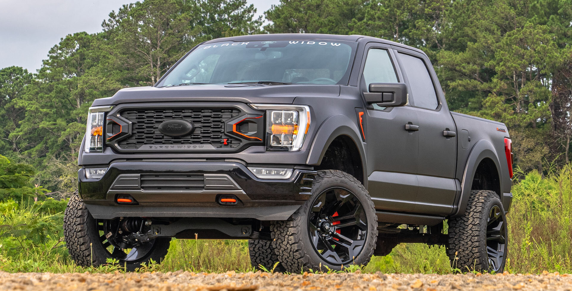 Matte Black Lifted F-150 Black Widow